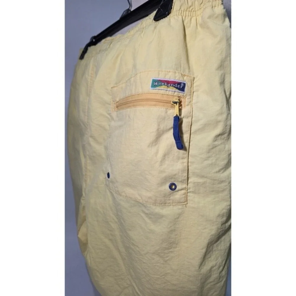 Vintage Weekender Brand Lined Mesh Bathing Suit Trunks‎ Shorts Yellow Mens Large